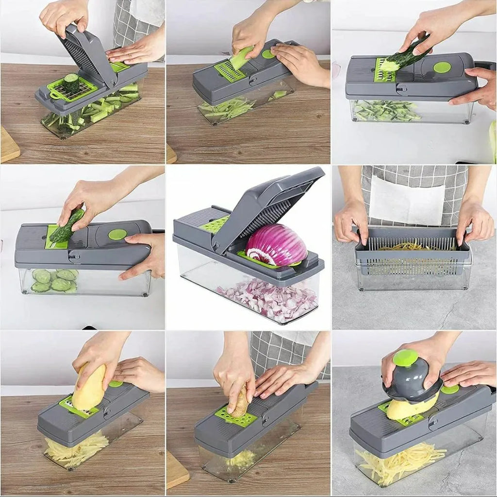 16-In-1 Multifunctional Vegetable Chopper & Slicer With Colander