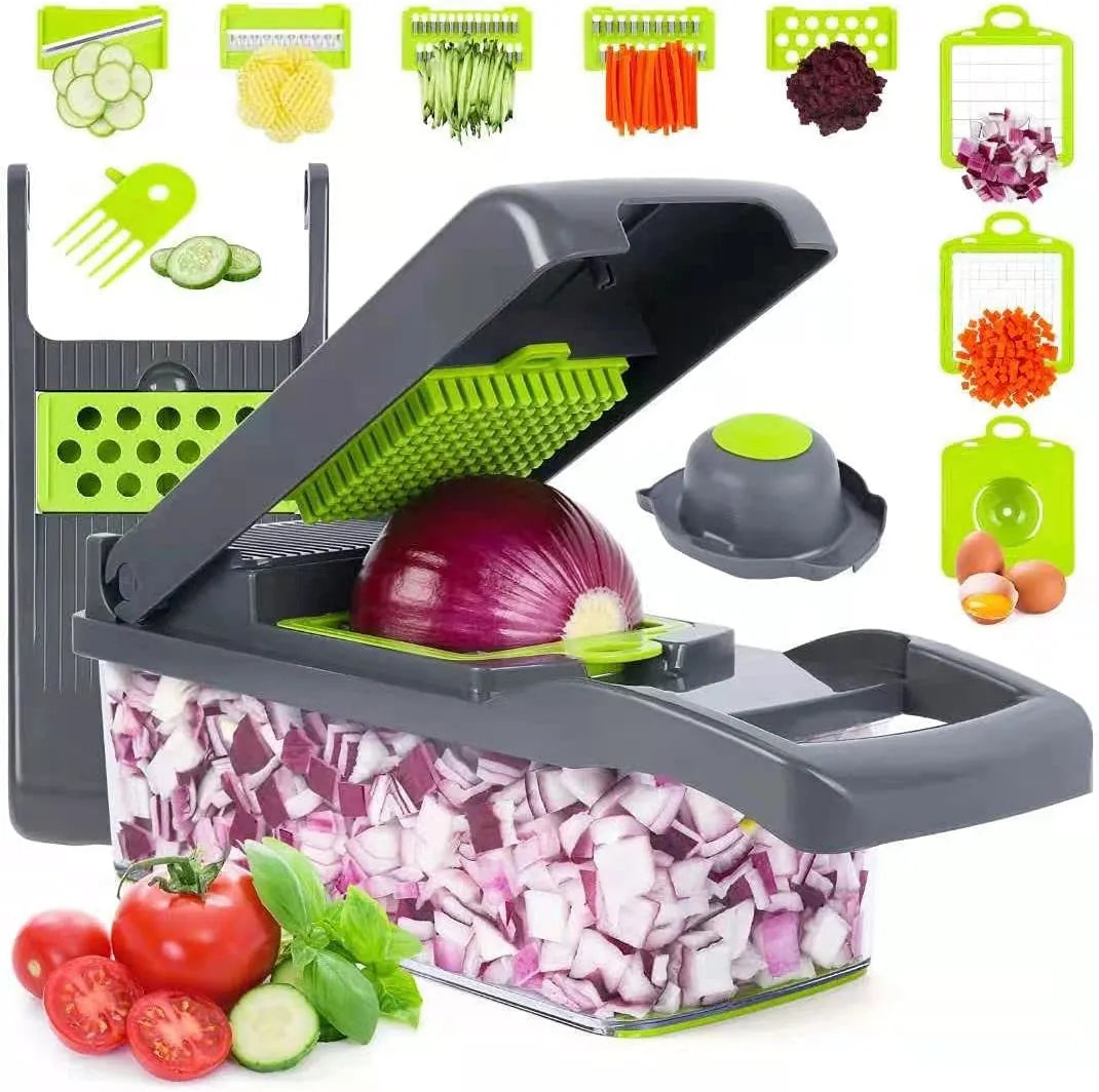 16-In-1 Multifunctional Vegetable Chopper & Slicer With Colander