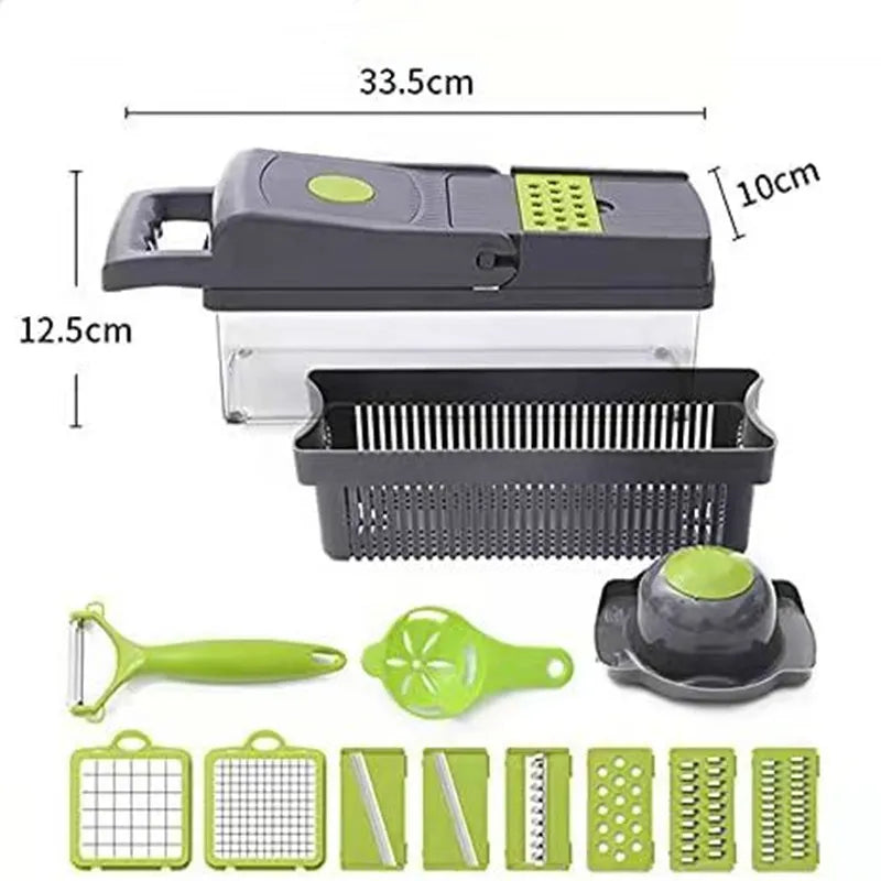 16-In-1 Multifunctional Vegetable Chopper & Slicer With Colander